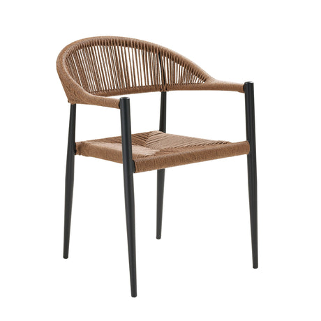 Canari spisestol i naturfarget PE rotting med sort aluminiumsramme