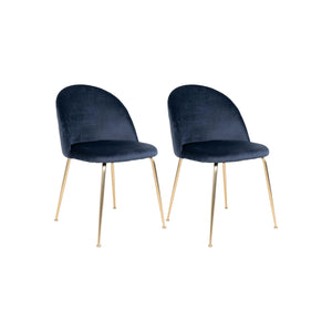 2-pk House Nordic Geneve velvet blå spisestol