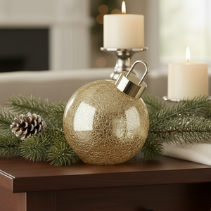 Stor julekule med LED-lys, gull 15 cm