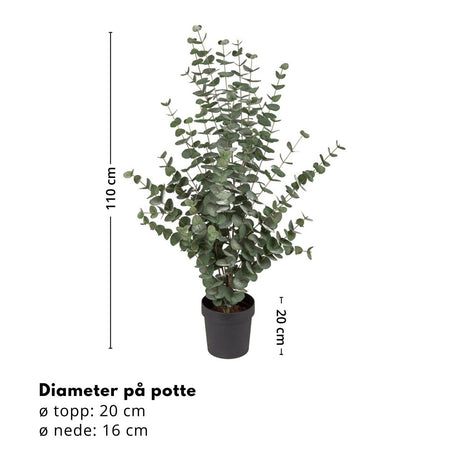 Kunstig eucalyptus tre med fyldige blader og naturtro uttrykk