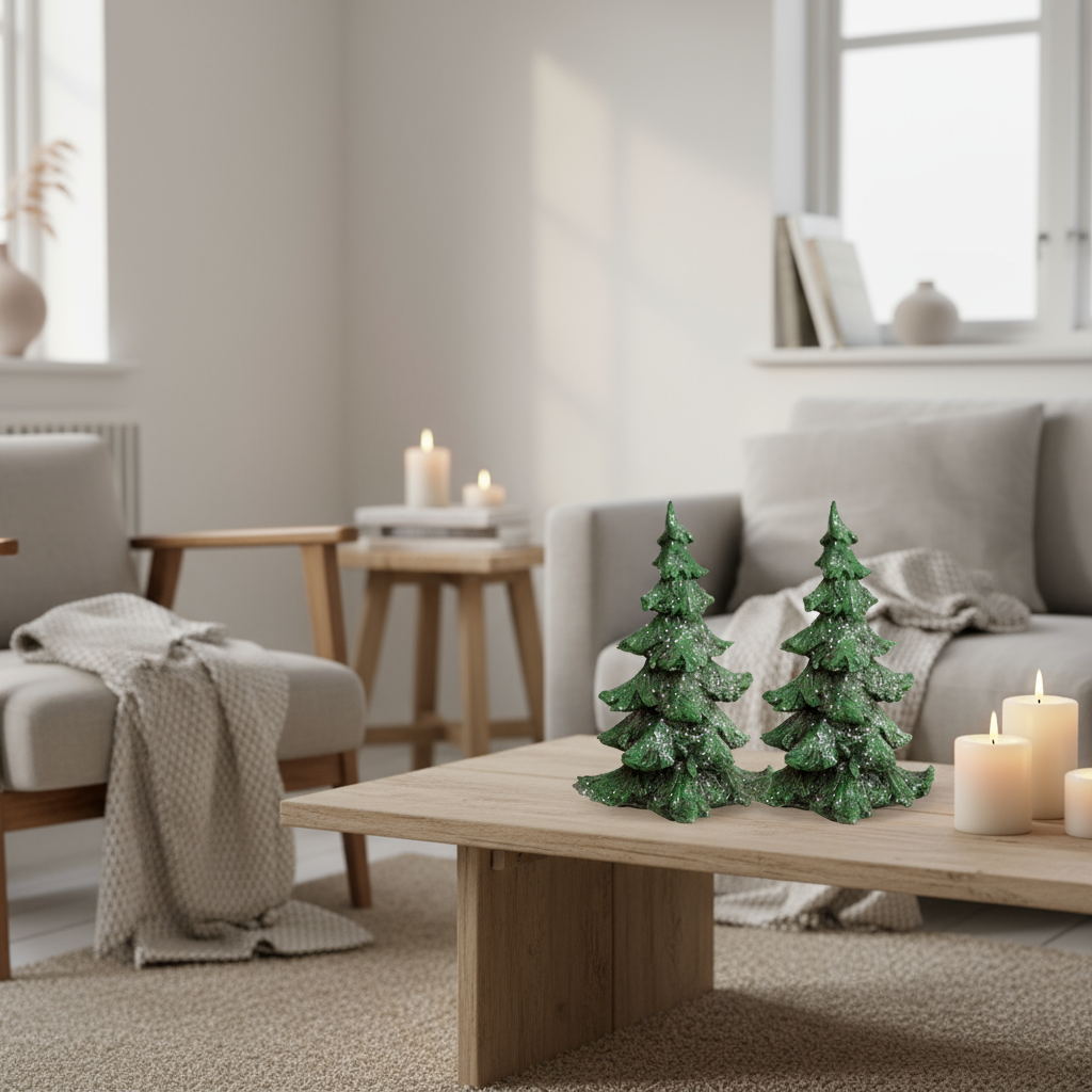 2-pk Juletre med snø 22,5 cm