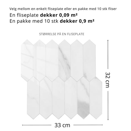 Caia lang hexagon selvklebende veggfliser - Lindas Dekor