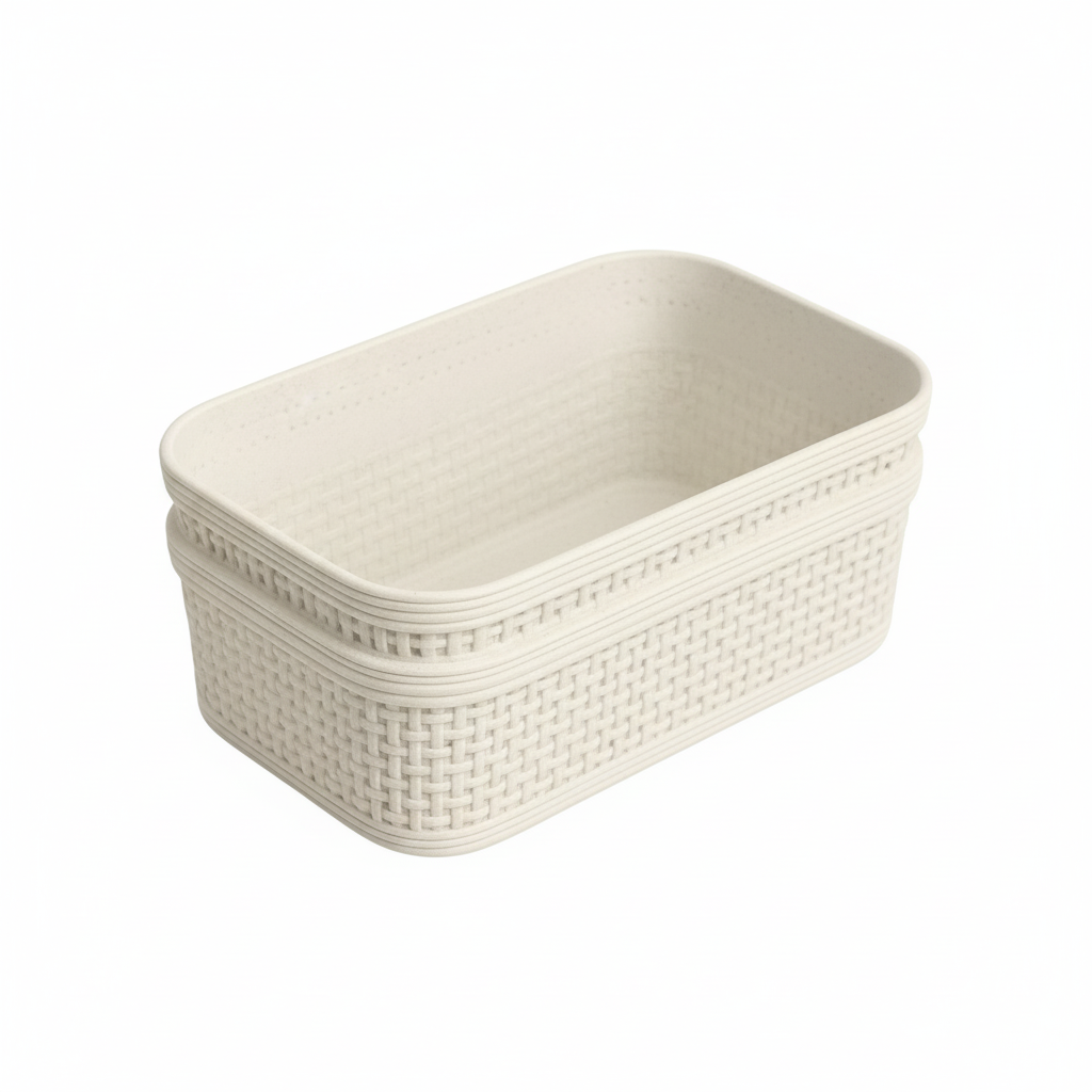 2-pk Oppbevaringskurv sandfarget 19 x 13,5 x 6cm