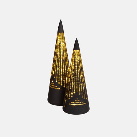 Lyslykt LED "Det lyser..." Sort kjegle 25 cm - Lindas Dekor