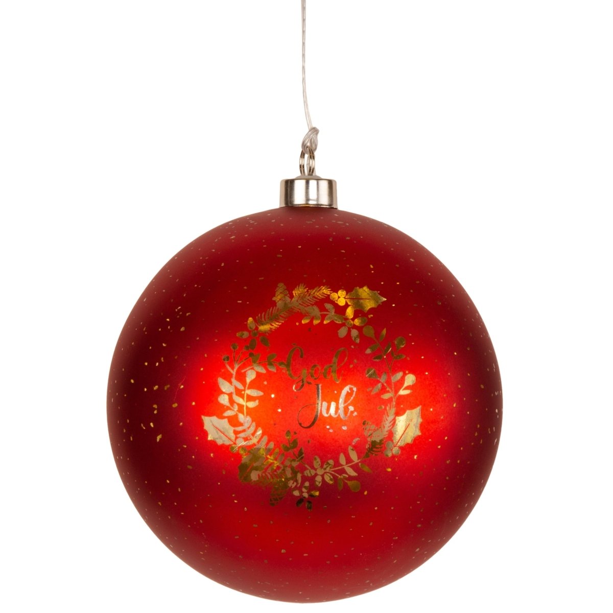 Lyslykt LED rund rød "God Jul" 15 cm - Lindas Dekor