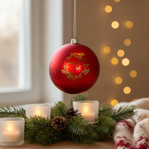 Lyslykt LED Julekrans rød 15 cm