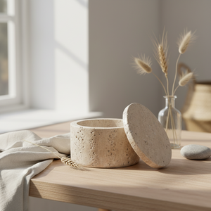 House Nordic oppbevaringsskål travertin