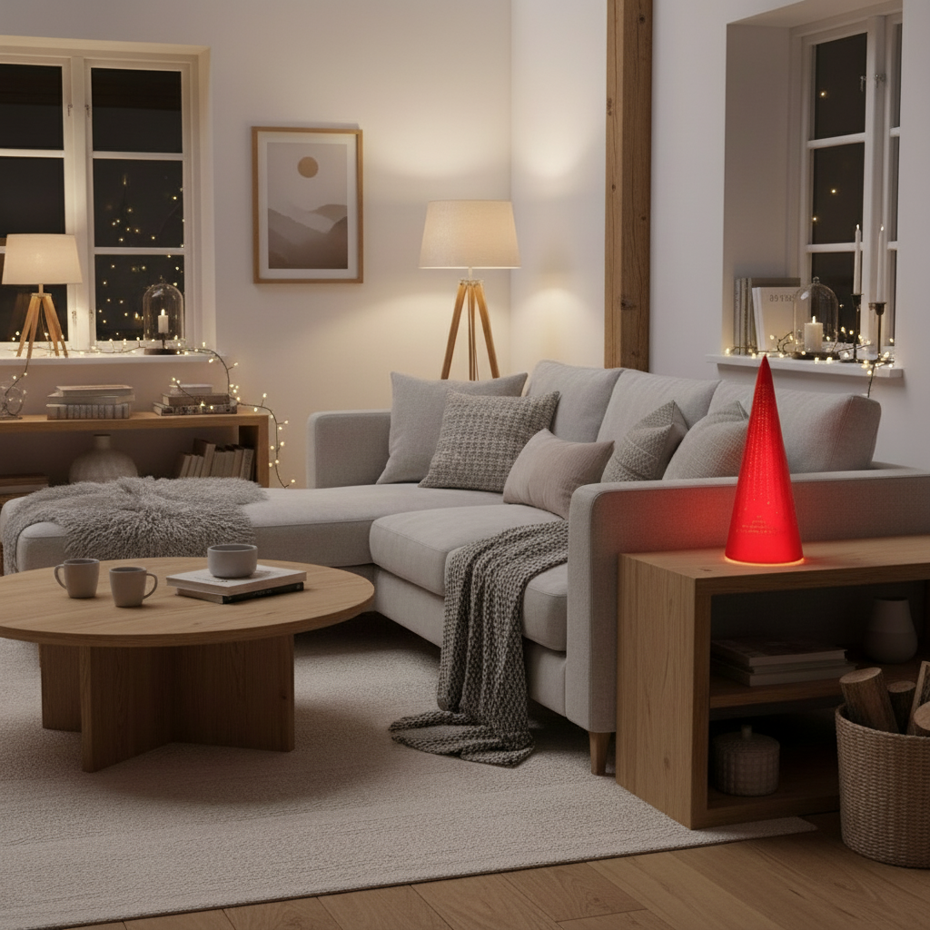 Lyslykt i metall med stjernemønster og varm LED-belysning