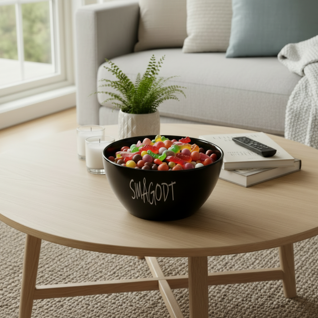 Skål keramikk sort smågodt 15,5 x 7,5 cm