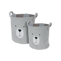 2-pk Stoffkurv med dyremotiv grå
