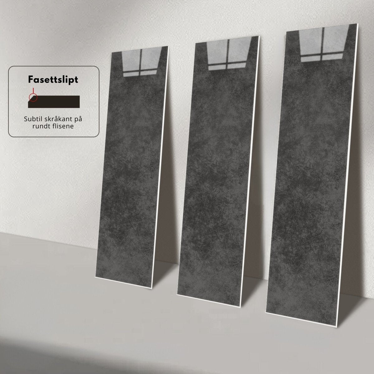 24 - pk Louise gloss antrasitt selvklebende veggfliser - Lindas Dekor