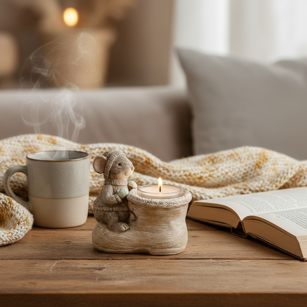 Telysholder mus grå