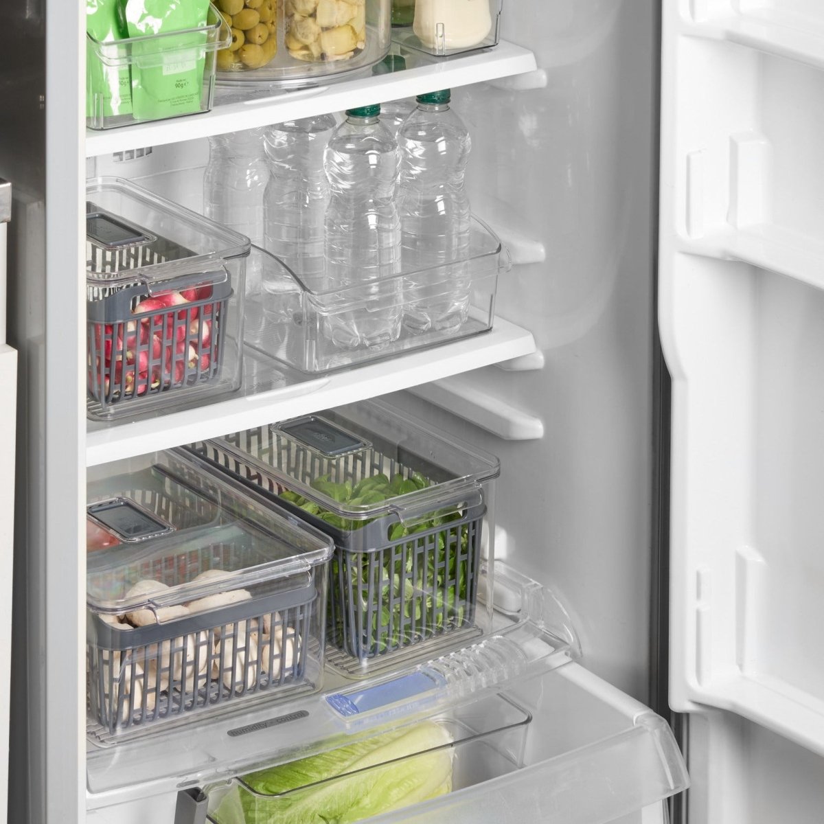 Kjøleskapsboks Tidy Fridge med 2 kurver, grå - Lindas Dekor Oppbevaringsboks til mat
