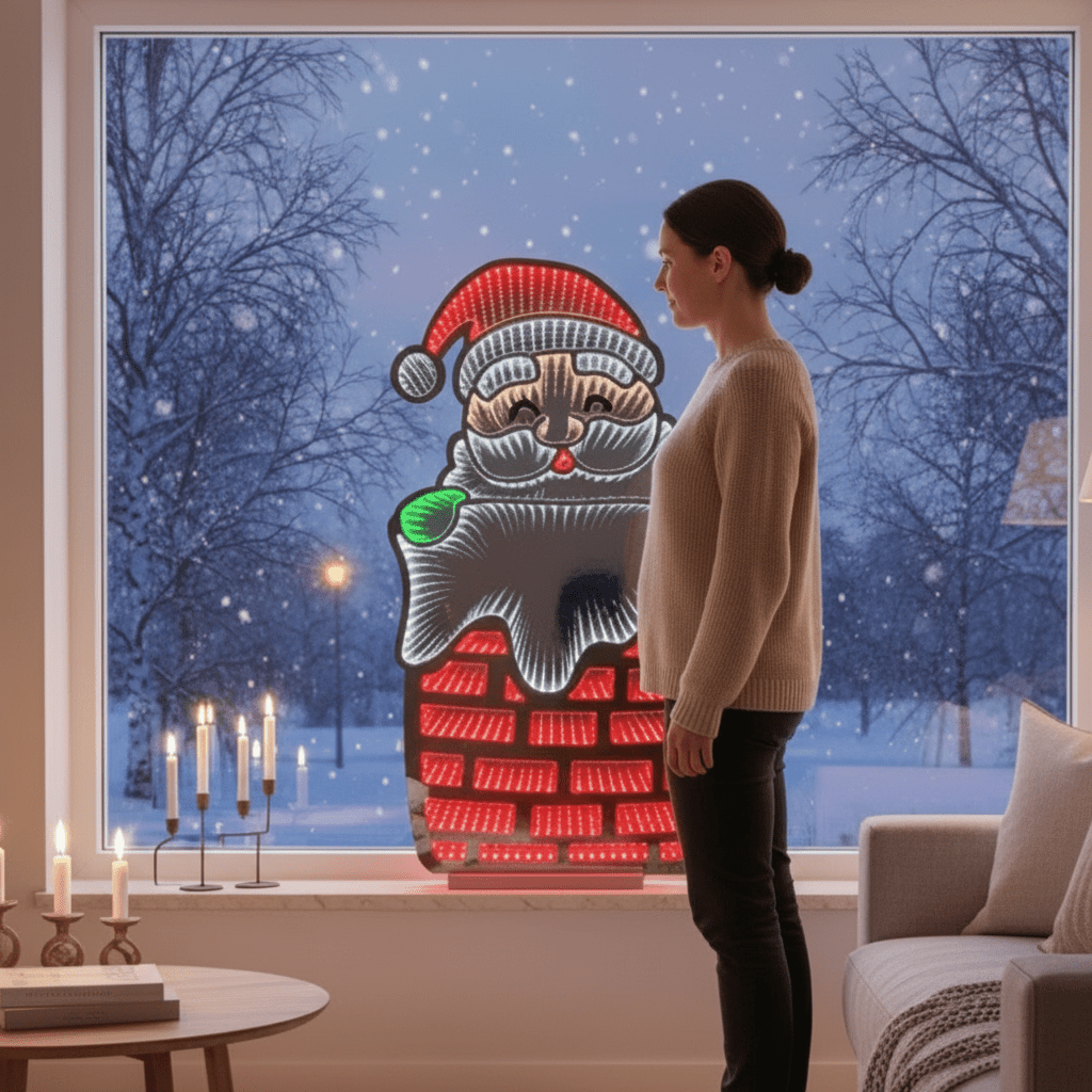 Tuddig Nisse i rör LED-ljusskylt, 90 cm – Lindas Dekor