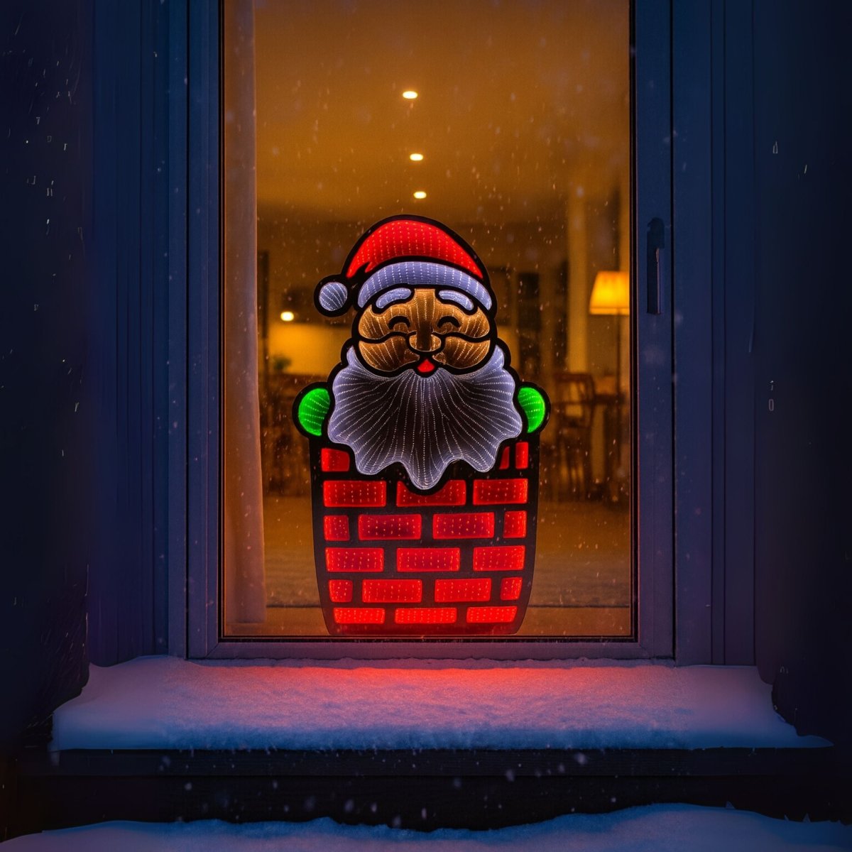 Tomte i rör med LED-lys-skylt, söt 90 cm - Lindas Dekor