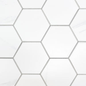 Vareprøve: Stein Hexagon marmor selvklebende veggfliser