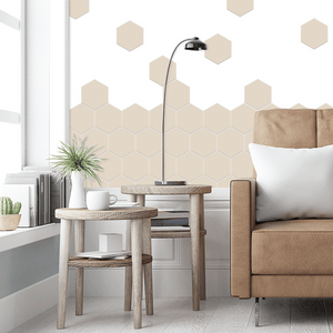 Vareprøve: Hexagon beige selvklebende veggflis