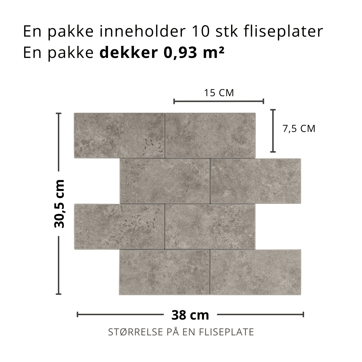 10-pk Subway greige selvklebende veggfliser - Lindas Dekor Veggfliser