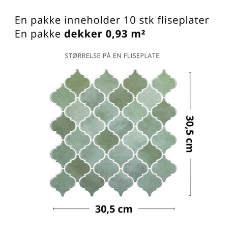 10 - pk Lanterne grønn selvklebende veggfliser - Lindas Dekor