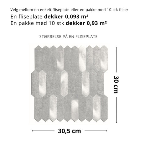 Stein lys grå hexagon selvklebende veggfliser - Lindas Dekor