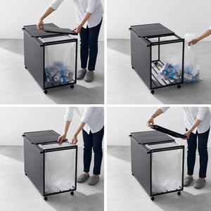 Kildesorteringsstativ med hjul som enkelt flyttes på kjøkkengulv