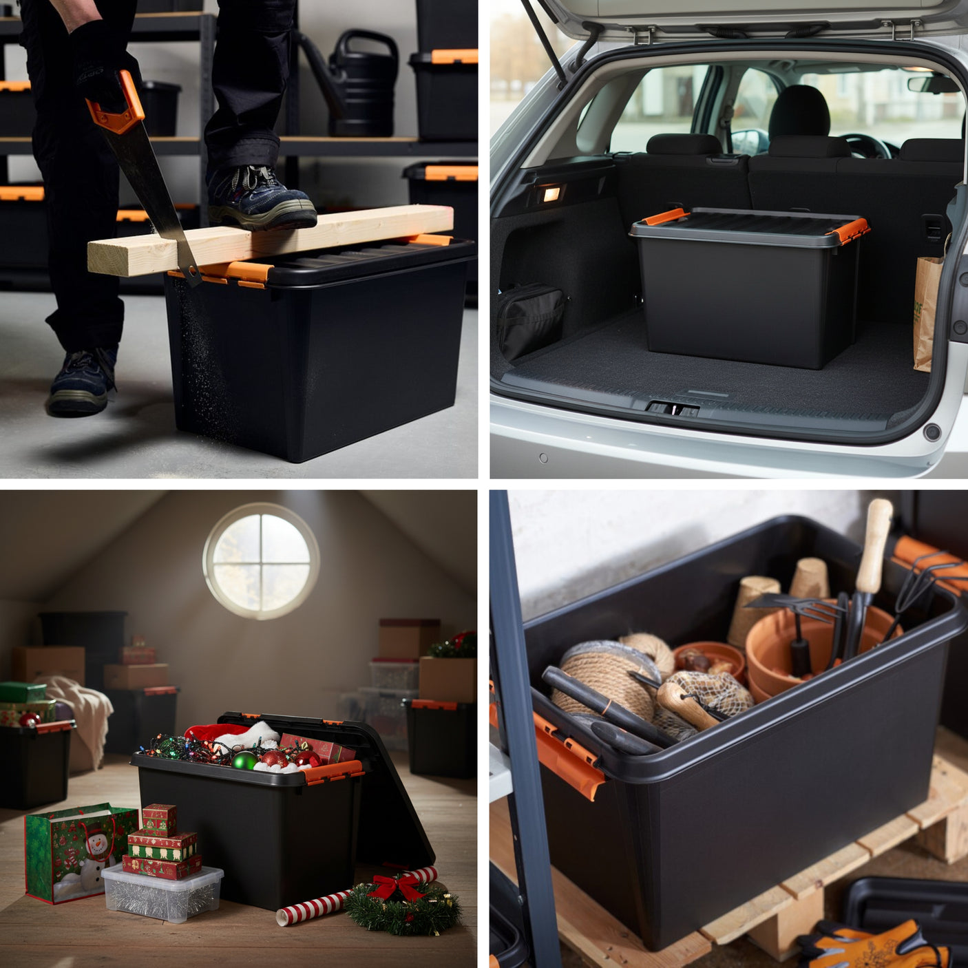 SmartStore oppbevaringsboks brukt til oppbevaring i bil, bod og garasje