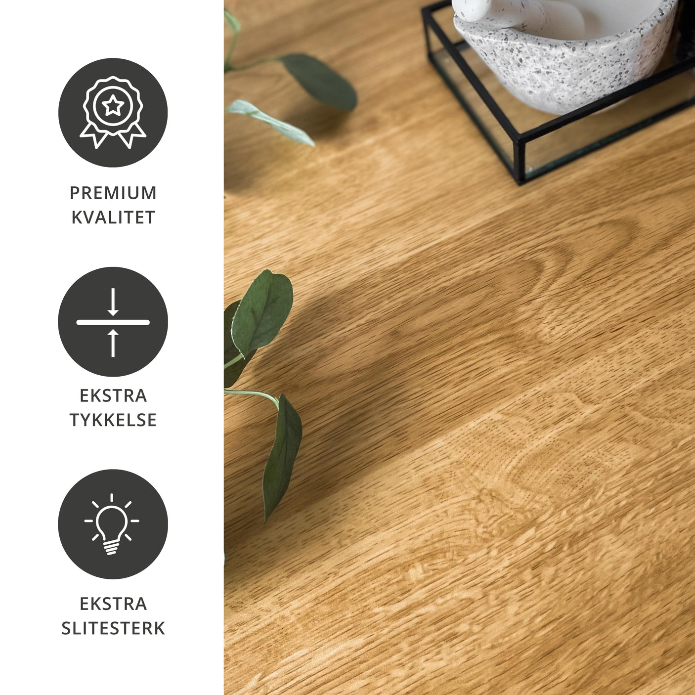 Lys eik kontaktplast – ripebestandig, vaskbar og enkel å rengjøre benkefolie. Høy kvalitet fra Lindas Dekor