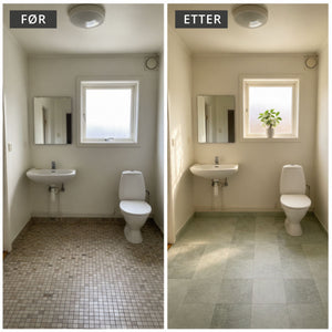 Montering av selvklebende fliser på glatt underlag 