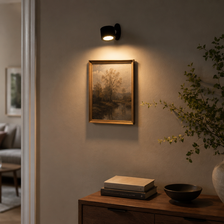 Oppladbar LED-vegglampe sort med touch-dimming 9,2 cm