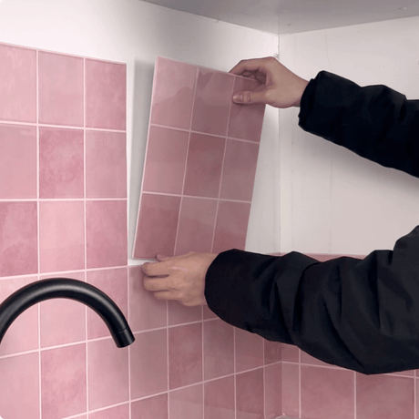 10-pk Torine Rosa selvklebende veggfliser - Lindas Dekor Veggfliser