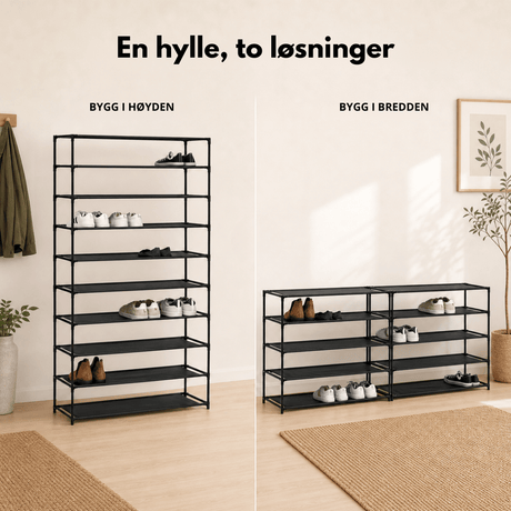 Skohylle med 10 nivåer 93 x 30,5 x 158 cm