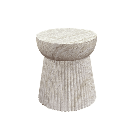 Bonn sidebord fiberclay riflet natur ø37 cm - Lindas Dekor Sidebord