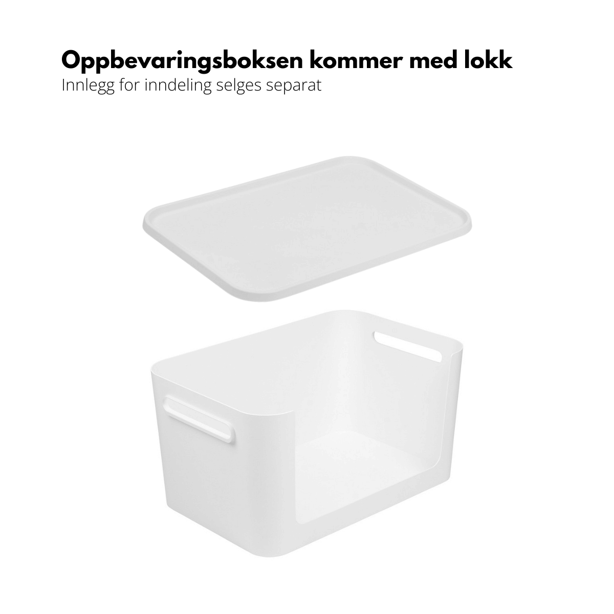Hvit oppbevaringsboks med avtakbart lokk