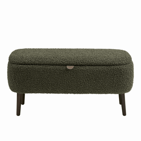 Harlow benk med oppbevaring teddy grønn 95x37x45 cm