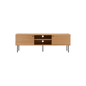 Kyoto TV-benk i eikefiner natur med sorte metallben – 150x40x50 cm fra House Nordic