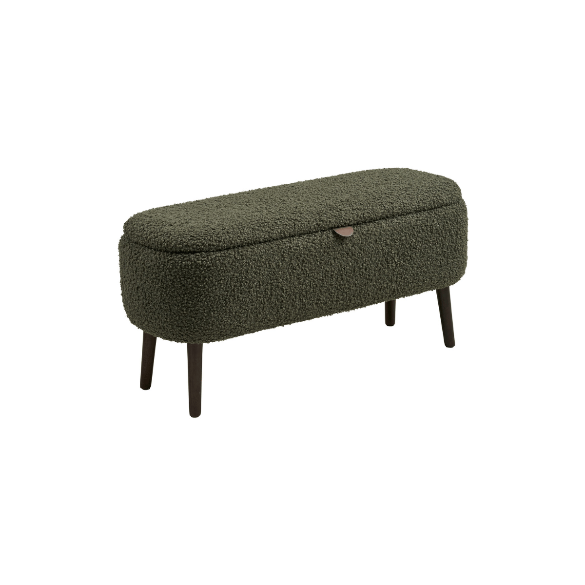 Harlow benk med oppbevaring teddy grønn 95x37x45 cm