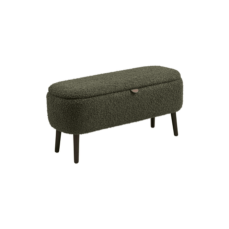 Harlow benk med oppbevaring teddy grønn 95x37x45 cm - Lindas Dekor Benk