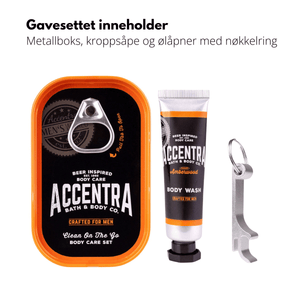 Gavesåpe i boks med flaskeåpner amberwood - Lindas Dekor Gavesett