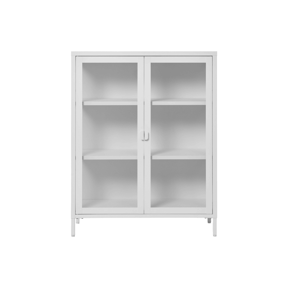 Brisbane vitrineskap 2 glassdører hvit stål 80 x 40 x 101 cm - Lindas Dekor Vitrineskap