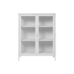 Brisbane vitrineskap 2 glassdører hvit stål 80 x 40 x 101 cm - Lindas Dekor Vitrineskap