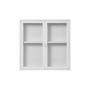 Brisbane vegghengt vitrineskap 2 glassdører hvit stål 80 x 18 x 80 cm - Lindas Dekor Vitrineskap