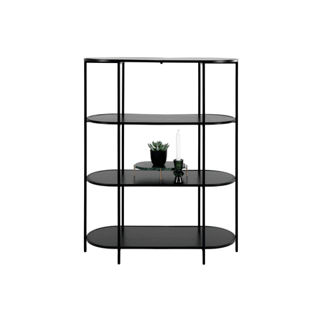 Vita oval bokhylle 4 hyller sort 85x36x111 cm - Lindas Dekor Bokhylle
