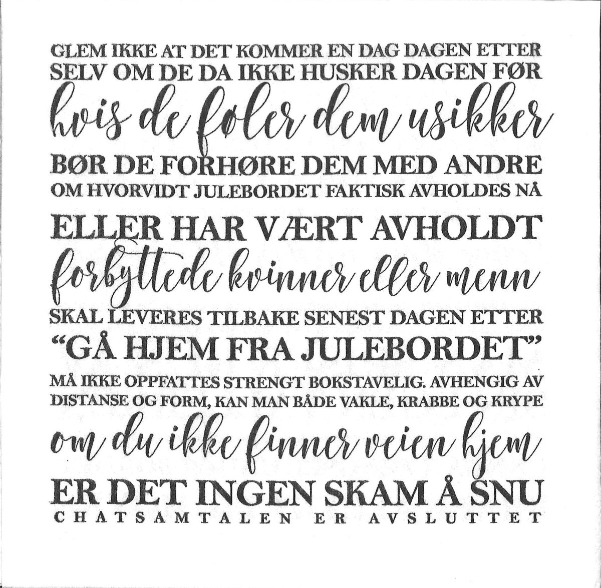 Servietter Julbordets Regler - Lindas Dekor