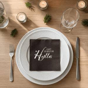 20-pk servetter "Livet hytta" brunsvart - Lindas Dekor