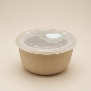 2 - pk Porselenskål med lokk og ventil beige - Lindas Dekor