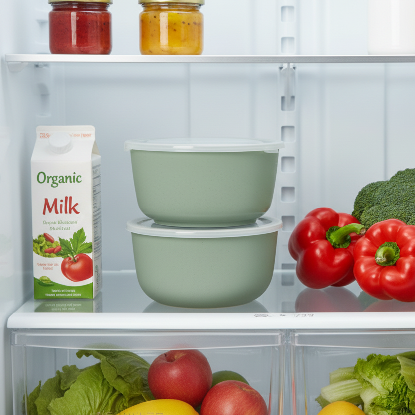 Grønn porselenskål med lokk 13x7cm - elegant oppbevaringsløsning i porselen