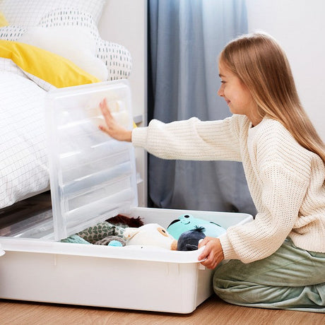 Oppbevaringsboks brukt til oppbevaring av barneleker under seng