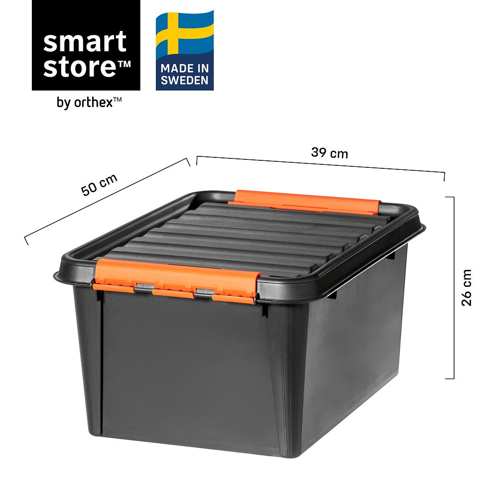 SmartStore oppbevaringsboks med mål og dimensjoner vist
