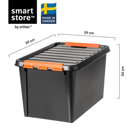 SmartStore oppbevaringsboks med mål og dimensjoner vist på produktbilde