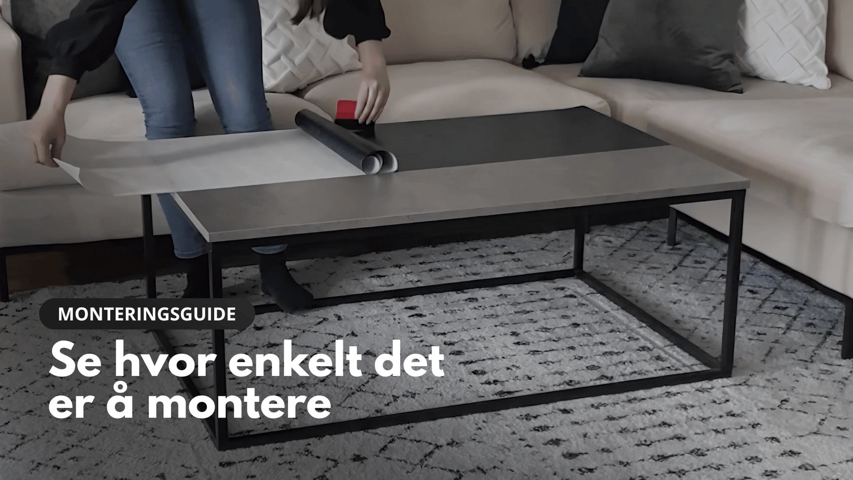 Treverk kontaktplast monteres på stuebord. Guide. Monteringsvideo